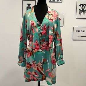 Zara Multicolored floral Print Bow Dress in Medium.